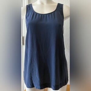Madewell Lookout Blue 100% Silk tank top bow low back Blouse size Medium